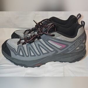 Salomon Women's Gray and Purple Hiking Trail Running Shoes